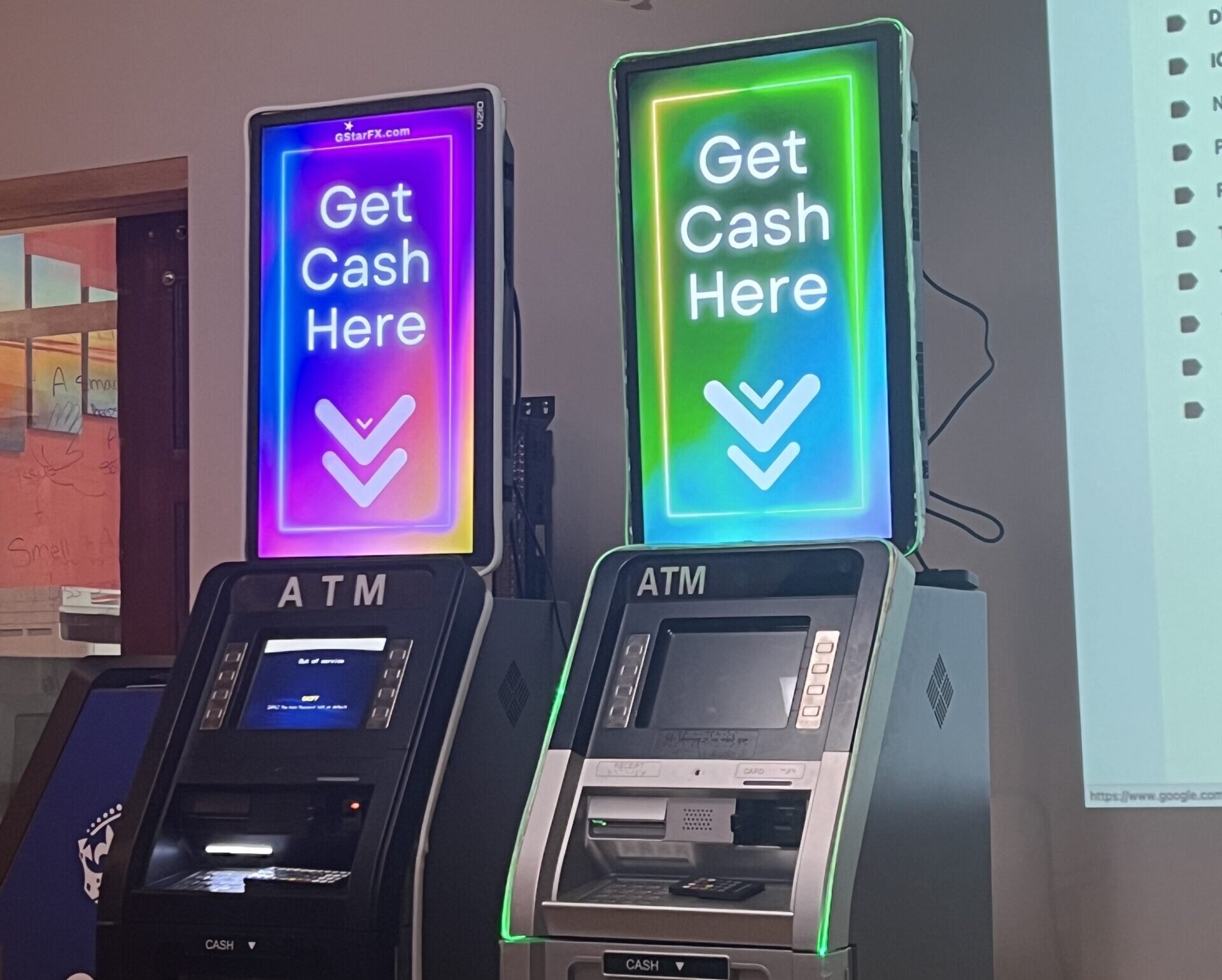 ATM placed near the entrance of a Washington, DC convenience store for easy customer access